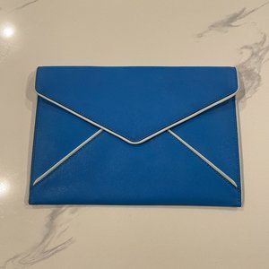 NEW Rebecca Minkoff Leo Envelope Clutch with Contrast Piping, Bright Royal/Mint